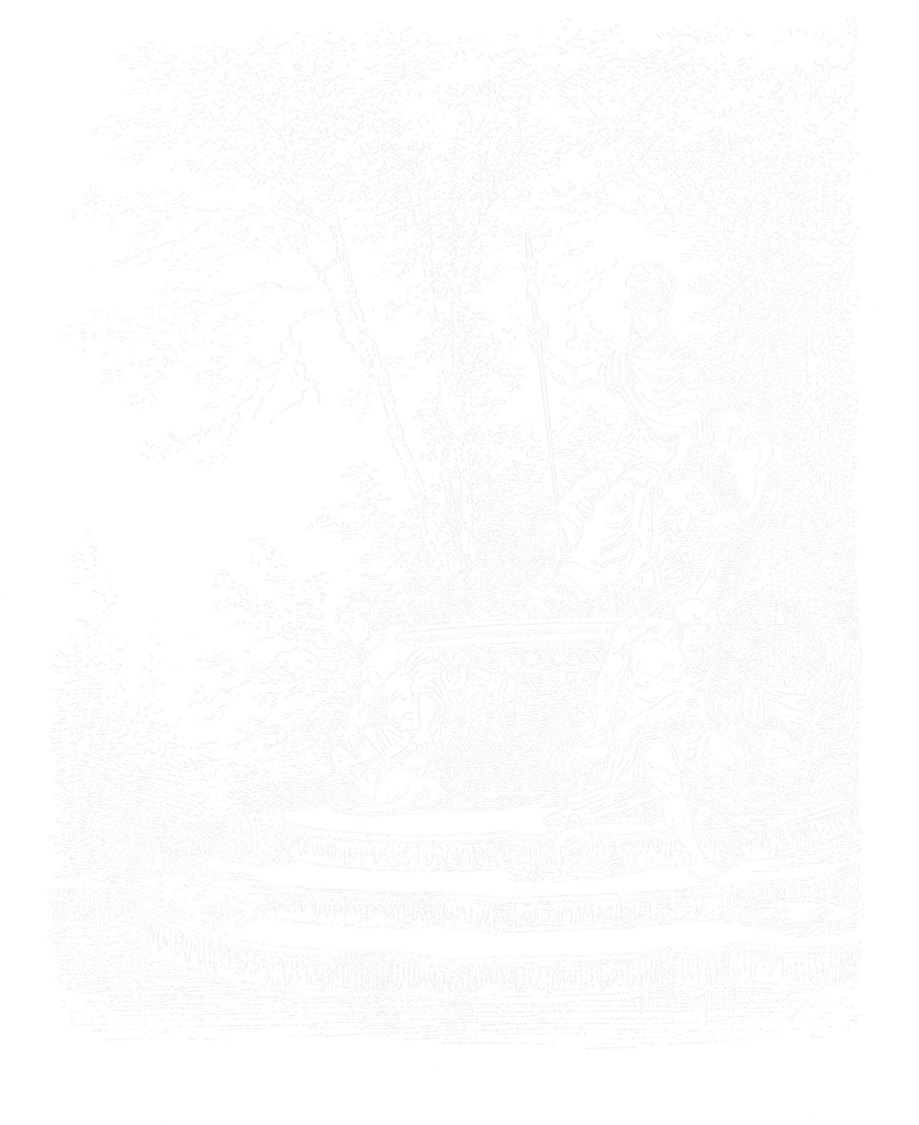 Gravure de la statue de la France triomphante dans le bosquet de l'Arc de triomphe à Versailles, par A. Touchemolin